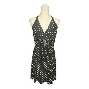 Y2K Black & White Polka Dot Halter Dress Taboo